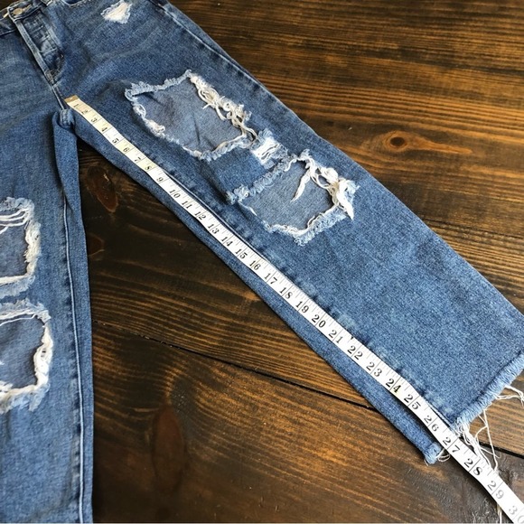 PACSUN Jeans Women’s 23 High Rise Straight Button Fly Distressed Ridged Cotton - Picture 12 of 13